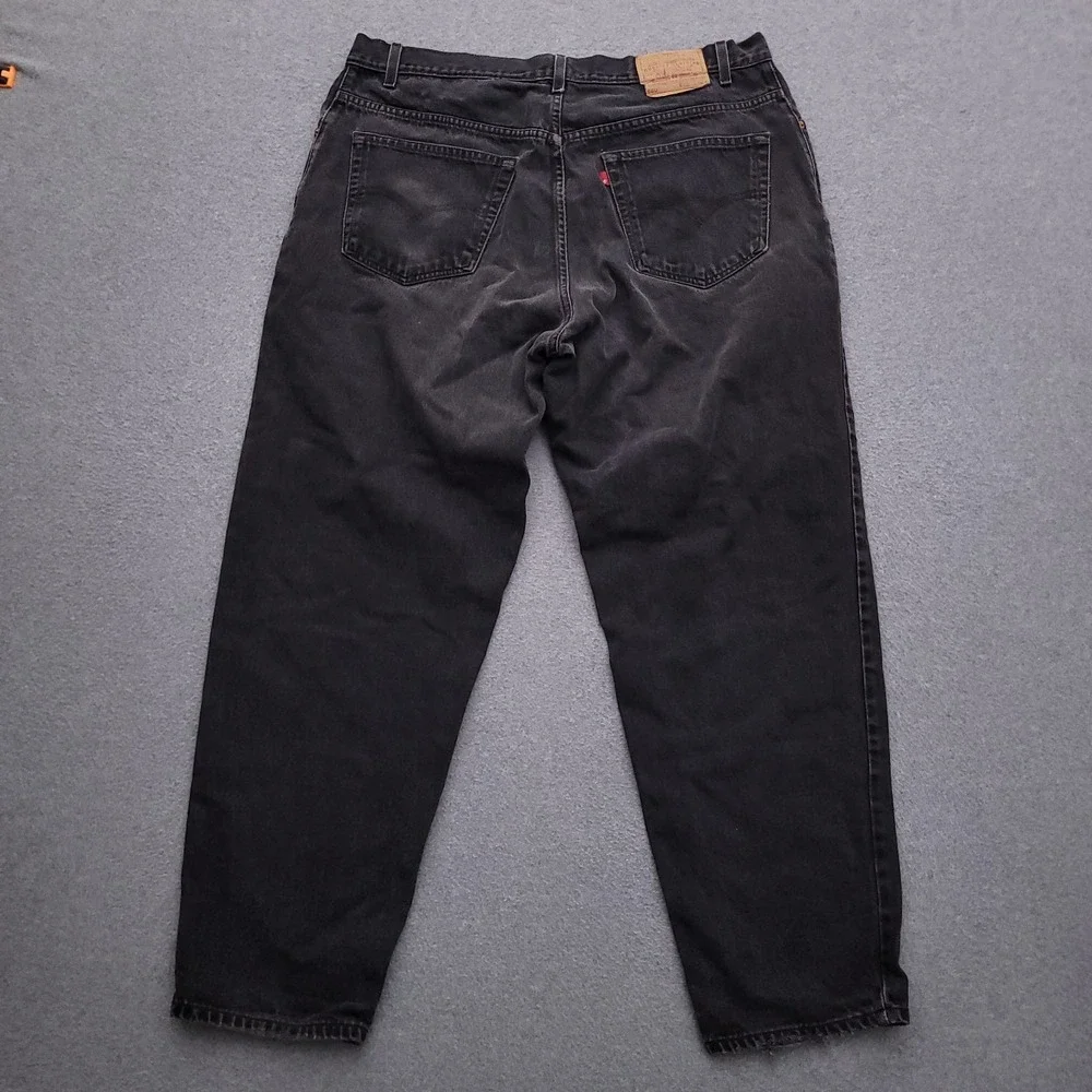 Levis 560 Jeans Mens 42x32 (40x31) Loose Fit Tapered Leg Black Distressed